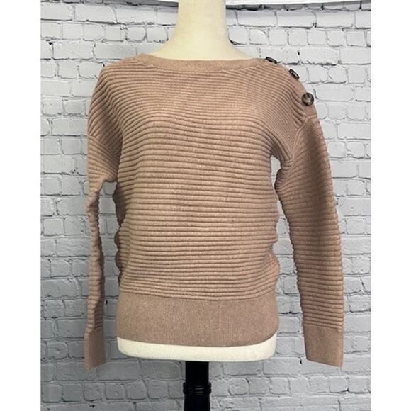 Gap Pullover Sweater Ribbed Tan Khaki Button Women's Size Medium - Picture 1 of 6